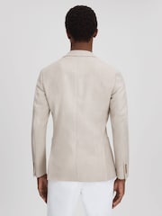 Reiss Stone Attire Slim Fit Textured Wool Blend Single Breasted Blazer - Image 5 of 6
