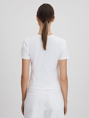 Good American White Cropped Cotton Crew Neck T-Shirt - Image 5 of 6