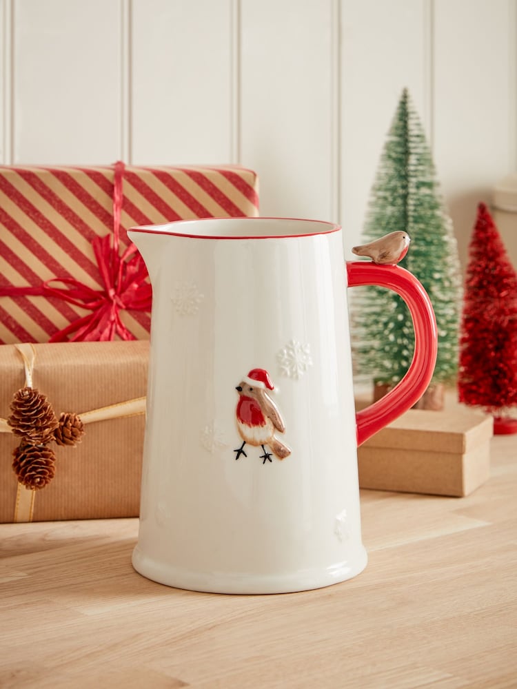 Natural Christmas Robin Jug - Image 1 of 6