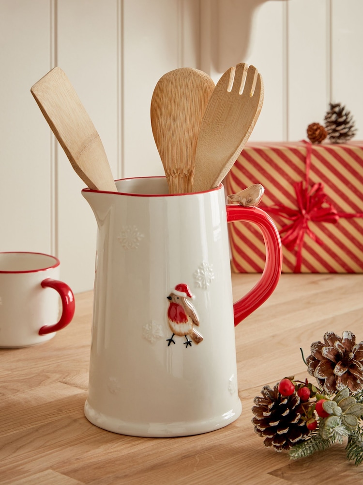 Natural Christmas Robin Jug - Image 2 of 6