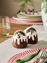 Natural Set of 2 Christmas Pudding Salt and Pepper Shakers - Image 1 of 3