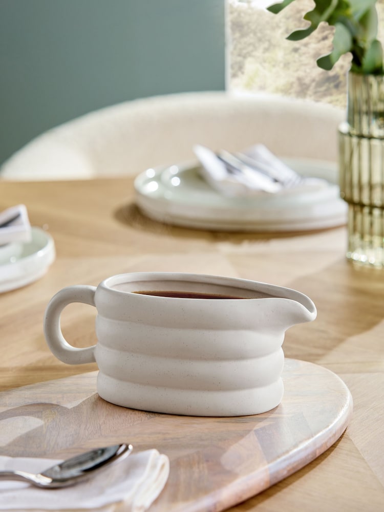 Natural Scandi Speckle Gravy Boat - Image 1 of 6