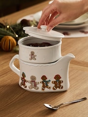 Natural Gingerbread Christmas Stacking Gravy Boat and Condiment Pot - Image 1 of 8