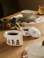 Natural Gingerbread Christmas Stacking Gravy Boat and Condiment Pot - Image 2 of 8