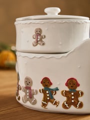 Natural Gingerbread Christmas Stacking Gravy Boat and Condiment Pot - Image 4 of 8
