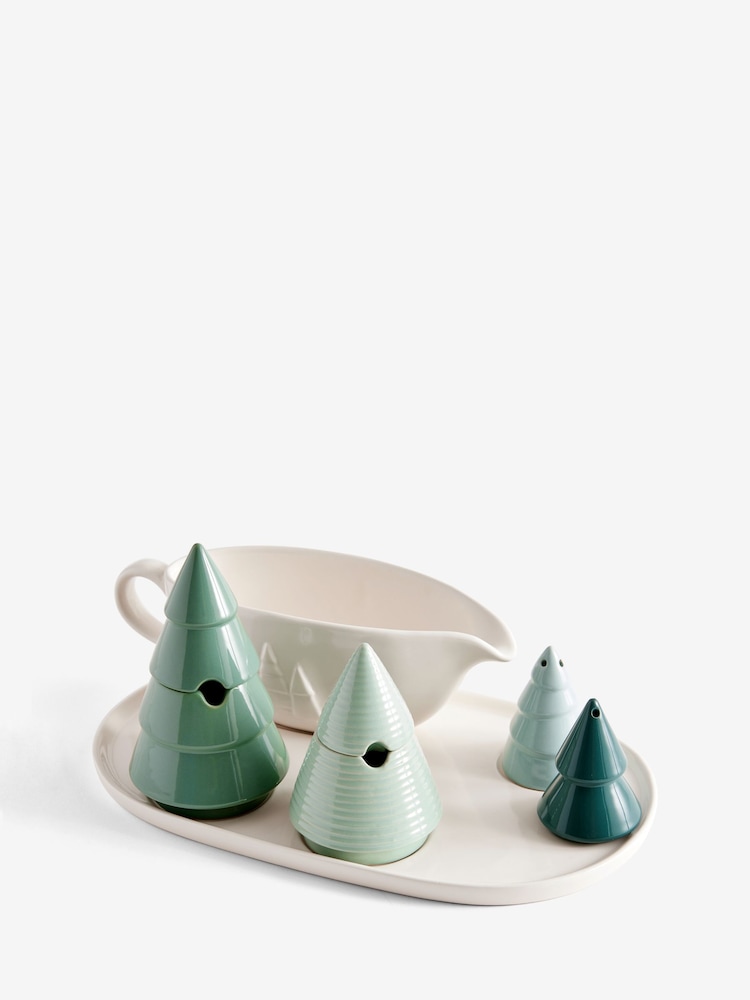 Green Christmas Tree Gravy Boat Centrepiece - Image 4 of 4