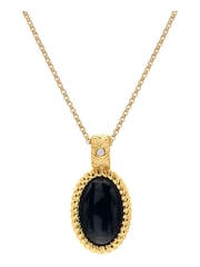 Hot Diamonds HD X JJ Gold Tone Onyx Oval Pendant - Image 1 of 3