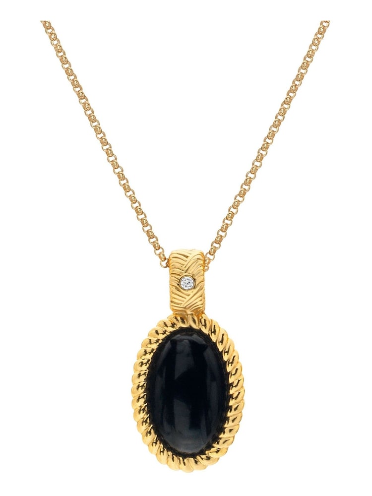 Hot Diamonds HD X JJ Gold Tone Onyx Oval Pendant - Image 1 of 3