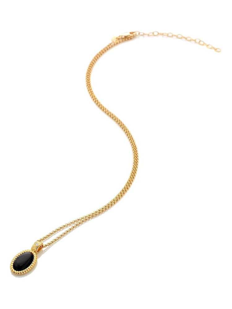 Hot Diamonds HD X JJ Gold Tone Onyx Oval Pendant - Image 2 of 3