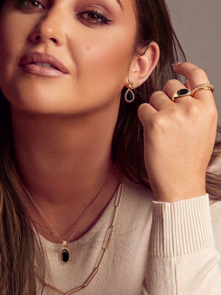 Hot Diamonds HD X JJ Gold Tone Onyx Oval Pendant - Image 3 of 3