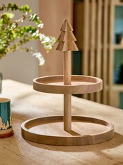 Natural Christmas Tree Two Tier Serving Stand - Image 2 of 4
