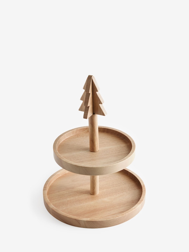 Natural Christmas Tree Two Tier Serving Stand - Image 4 of 4