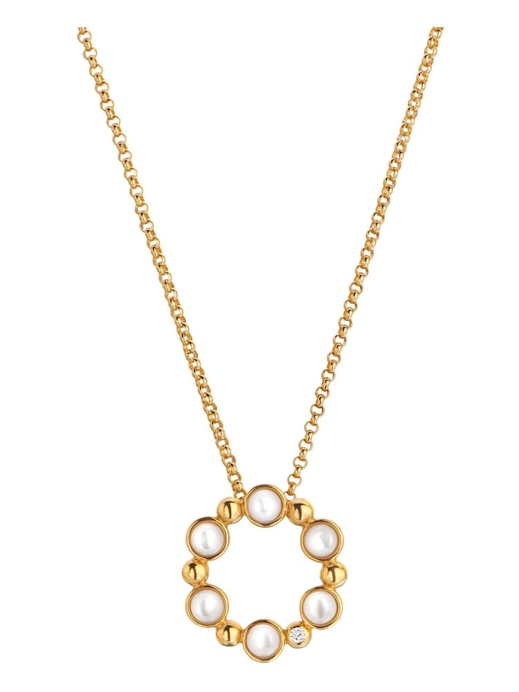 Hot Diamonds HD X JJ Gold Tone Calm Mother of Pearl Circle Pendant - Image 1 of 3