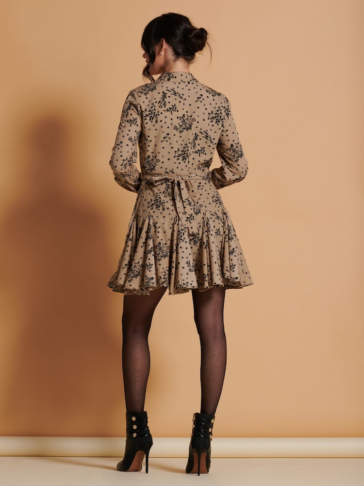 Jolie Moi Brown Long Sleeve Fit & Flare Shirt Dress - Image 2 of 6