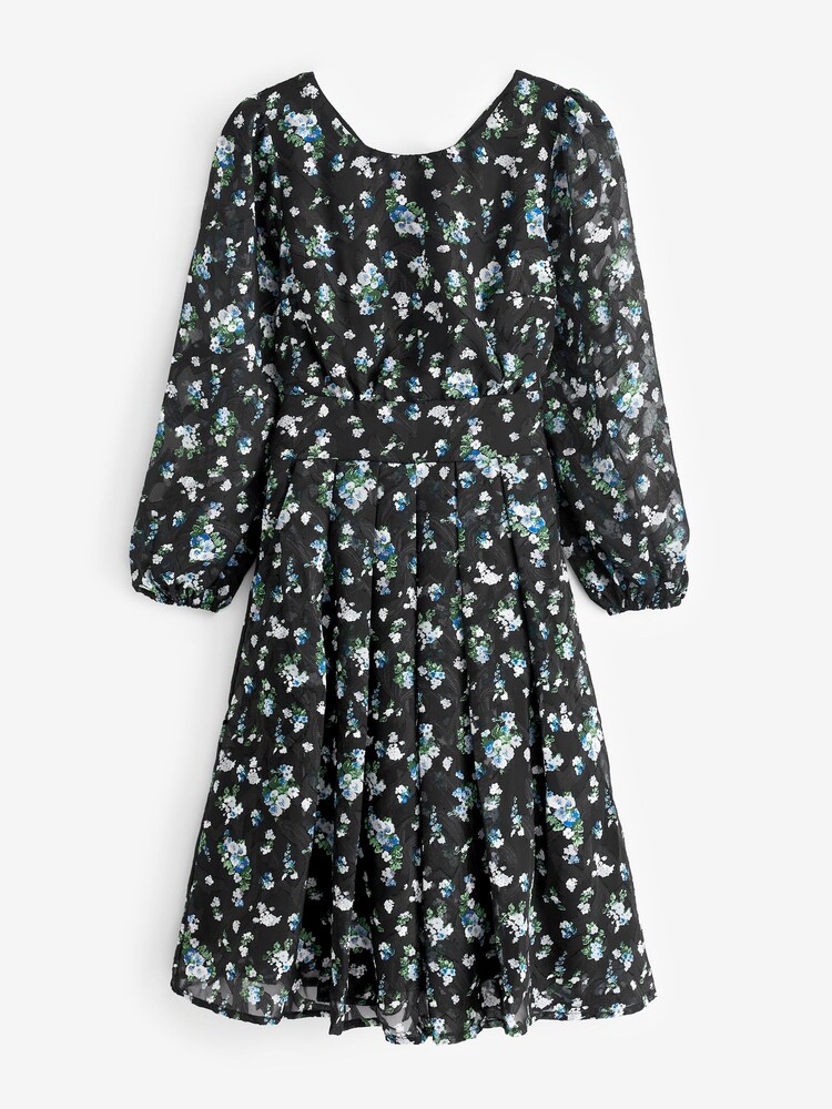 Jolie Moi Black Long Sleeve Chiffon Midi Dress - Image 7 of 7 Jolie Moi Black Long Sleeve Chiffon Midi Dress - Image 7 of 7