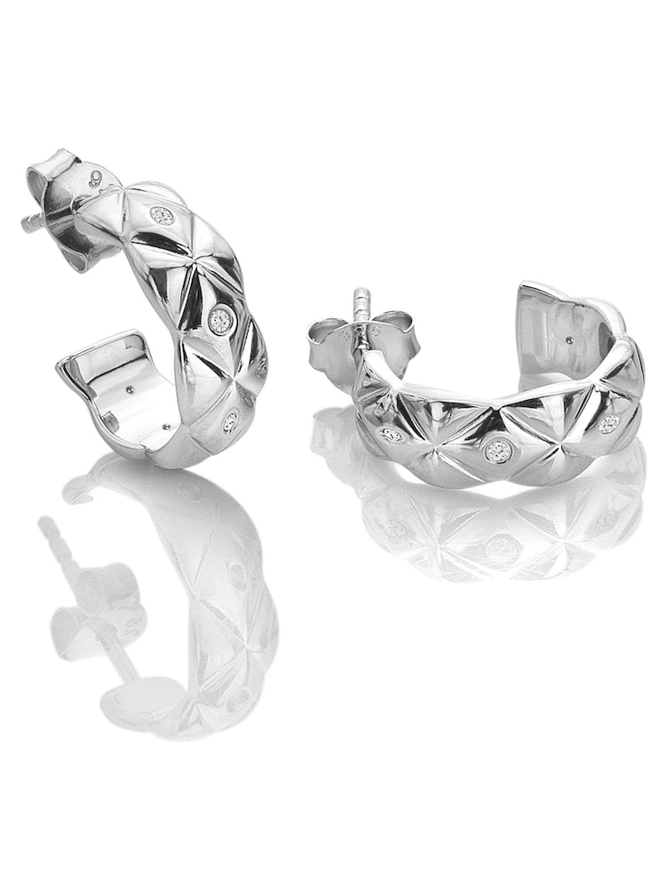 Hot Diamonds Silver Tone Quilted Earrings - Image 1 of 3
