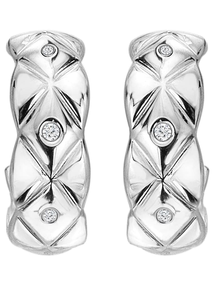 Hot Diamonds Silver Tone Quilted Earrings - Image 2 of 3