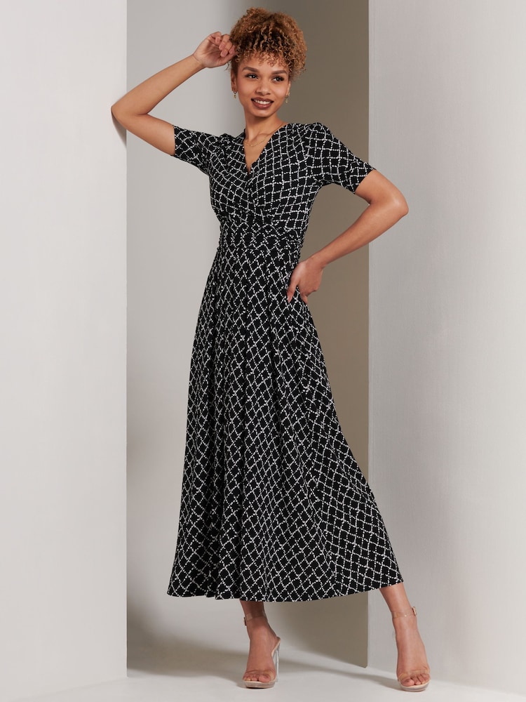 Jolie Moi Black Wrap Front Jersey Maxi Dress - Image 1 of 5