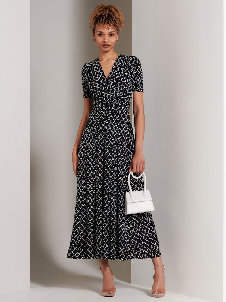 Jolie Moi Black Wrap Front Jersey Maxi Dress - Image 2 of 5