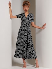 Jolie Moi Black Wrap Front Jersey Maxi Dress - Image 3 of 5