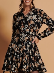 Jolie Moi Black Long Sleeve Fit & Flare Shirt Dress - Image 6 of 6