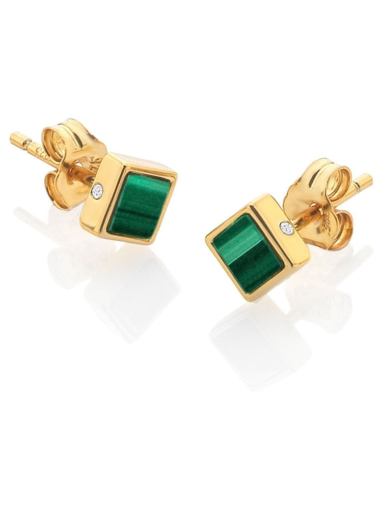Hot Diamonds HD X JJ Gold Tone Revive Square Stud Earrings - Image 1 of 3