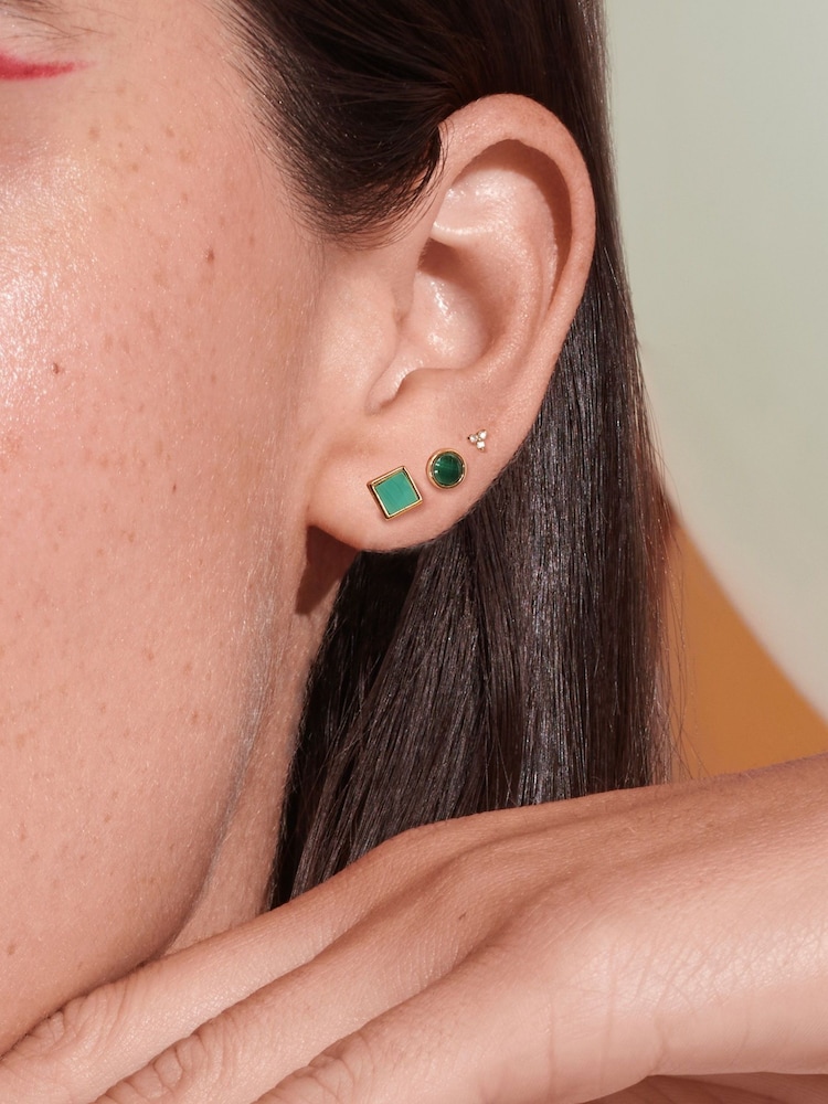 Hot Diamonds HD X JJ Gold Tone Revive Square Stud Earrings - Image 3 of 3