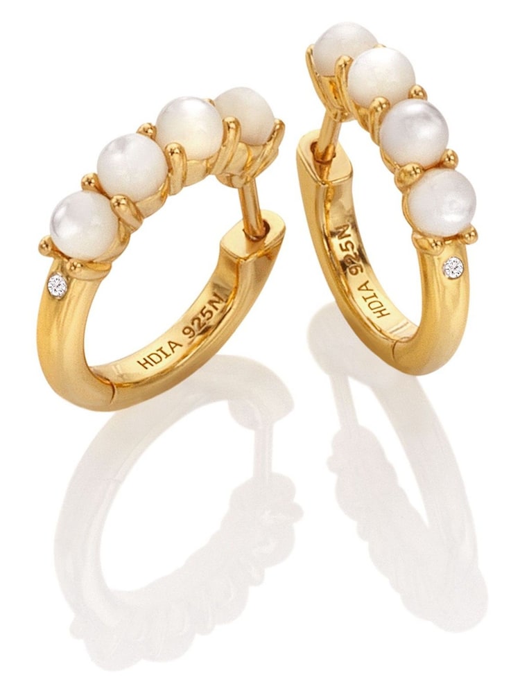 Hot Diamonds Gold Tone Calm Mother of Pearl Huggies - Image 1 of 3