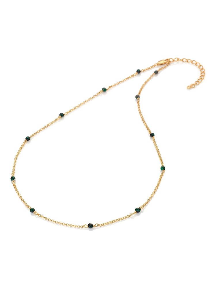 Hot Diamonds X JJ Gold Tone Revive Malachite Necklace - Image 2 of 3