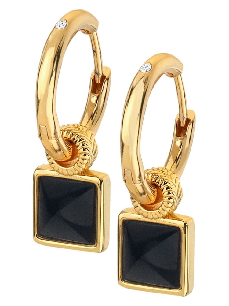 Hot Diamonds X JJ Gold Tone Onyx Earrings - Image 2 of 3