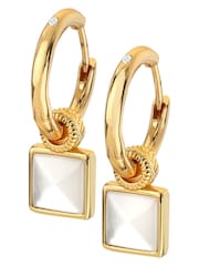 Hot Diamonds Gold Tone X JJ Calm Mother of Pearl Square Earrings - Image 1 of 3