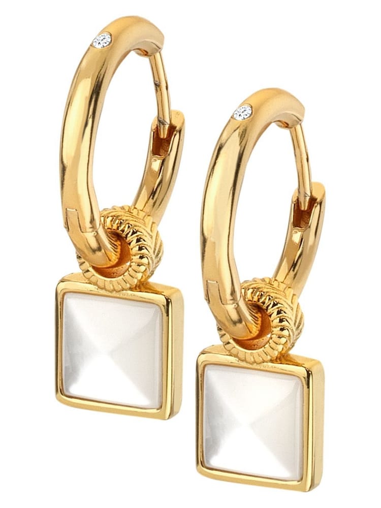 Hot Diamonds Gold Tone X JJ Calm Mother of Pearl Square Earrings - Image 1 of 3