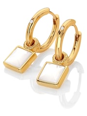 Hot Diamonds Gold Tone X JJ Calm Mother of Pearl Square Earrings - Image 2 of 3