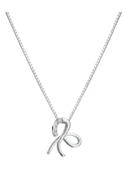 Hot Diamonds Silver Tone Ribbon Pendant Necklace - Image 1 of 3