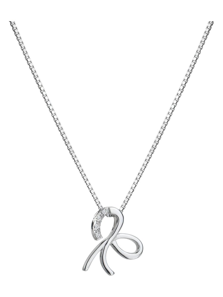 Hot Diamonds Silver Tone Ribbon Pendant Necklace - Image 1 of 3