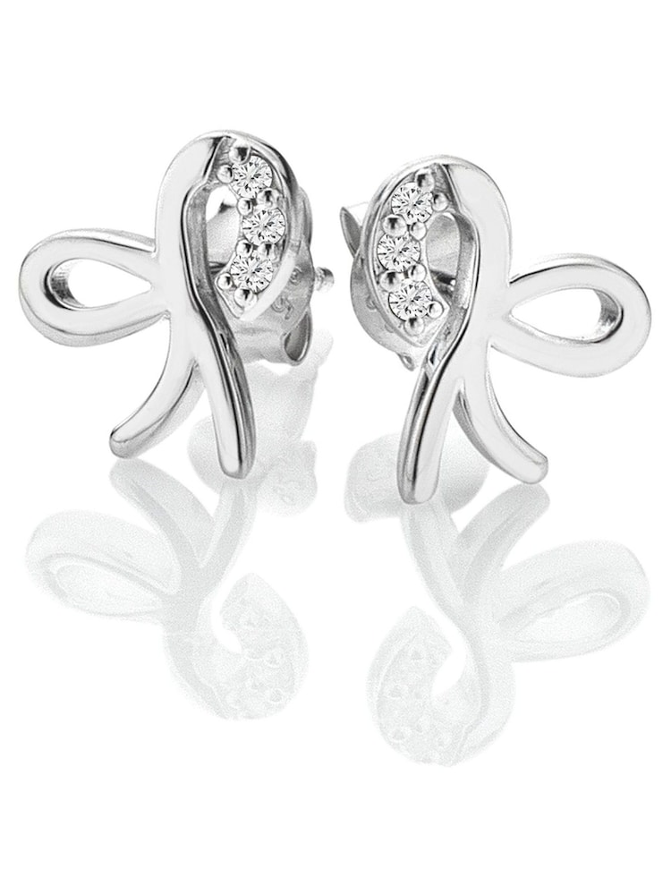 Hot Diamonds Silver Tone Ribbon Earrings - Image 1 of 3
