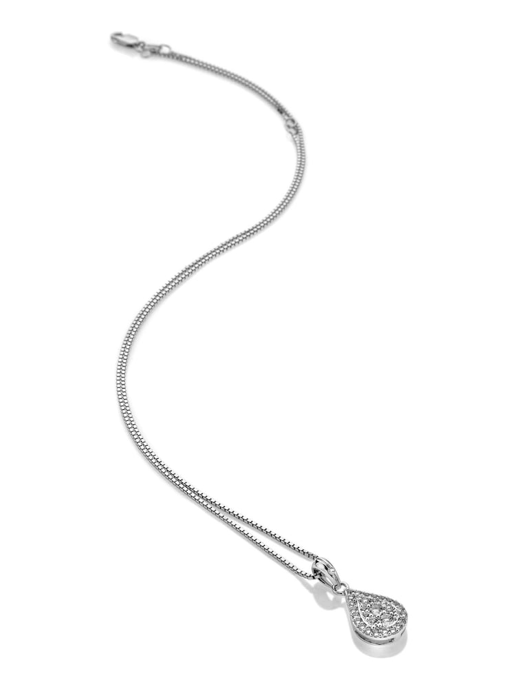 Hot Diamonds Silver Tone Glimmer White Topaz Pendant - Image 1 of 3