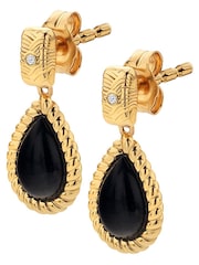 Hot Diamonds Gold Tone X JJ Black Onyx Oval Earrings - Image 1 of 3