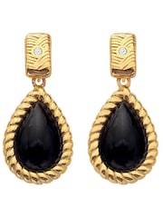 Hot Diamonds Gold Tone X JJ Black Onyx Oval Earrings - Image 2 of 3