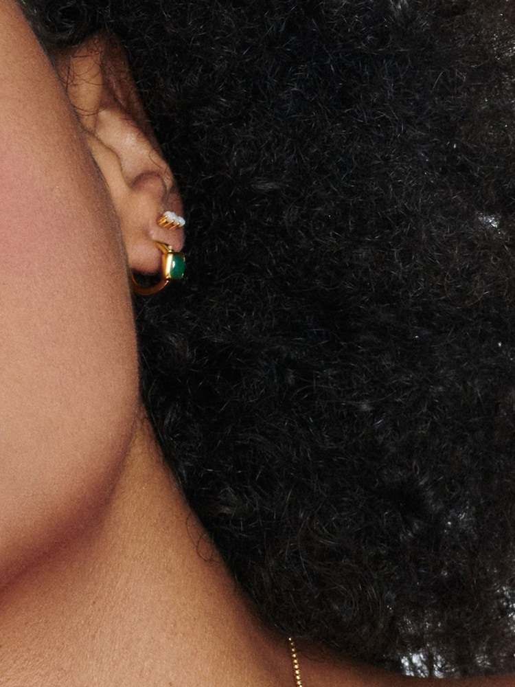 Hot Diamonds HD X JJ Gold Tone Calm Mother of Pearl Stud Earrings - Image 3 of 3