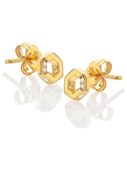 Hot Diamonds Gold Tone JJ Hexagon White Topaz Earrings - Image 1 of 3