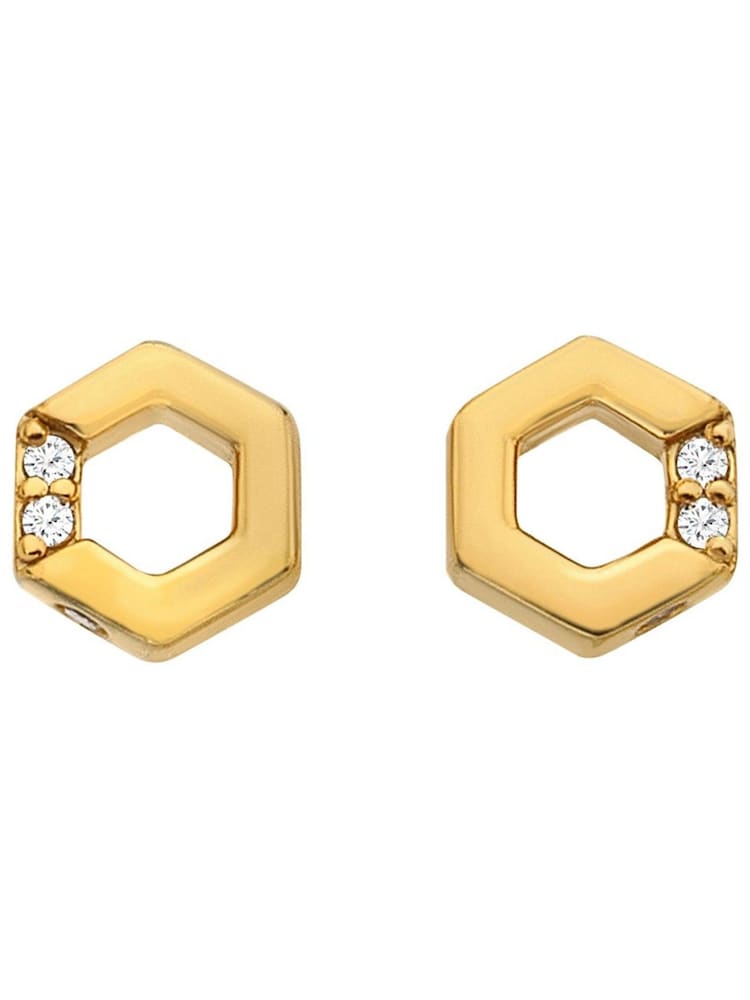 Hot Diamonds Gold Tone JJ Hexagon White Topaz Earrings - Image 2 of 3