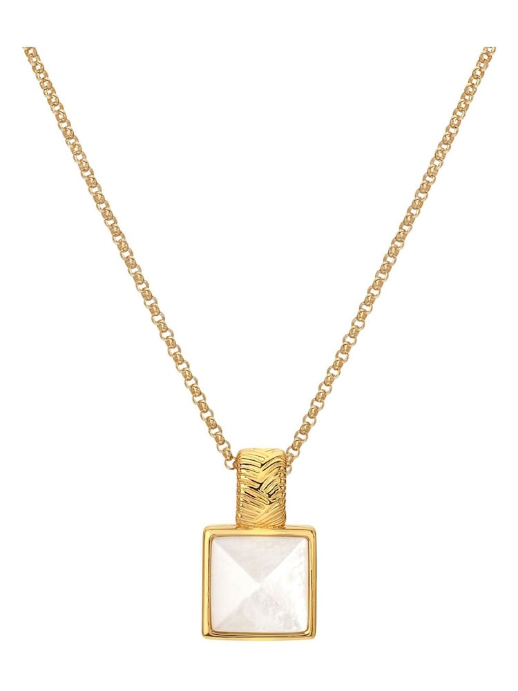 Hot Diamonds HD X JJ Gold Tone Calm Mother of Pearl Square Pendant - Image 1 of 3