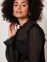 Mint Velvet Black Polka Dot Sheer Top - Image 2 of 8