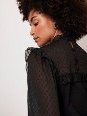 Mint Velvet Black Polka Dot Sheer Top - Image 4 of 8