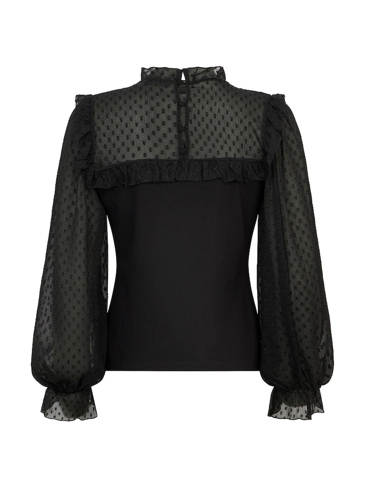 Mint Velvet Black Polka Dot Sheer Top - Image 7 of 8