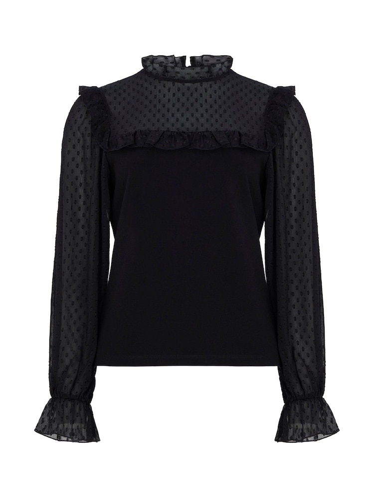 Mint Velvet Black Polka Dot Sheer Top - Image 8 of 8