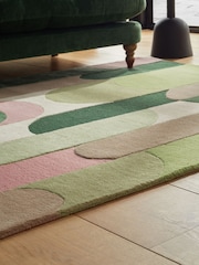Sage Green Retro Shapes Rug - Image 2 of 6