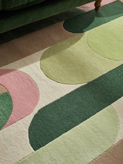 Sage Green Retro Shapes Rug - Image 4 of 6