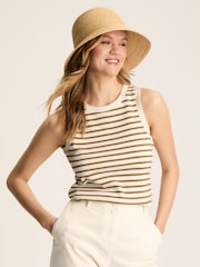 Joules Harbour Cream & Tan Striped Jersey Vest - Image 1 of 7